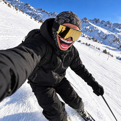 Selfie esquiando con El Carcajadas